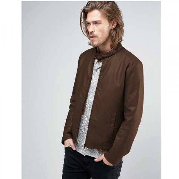 Suede Brown Faux Leather Jacket In High Quality